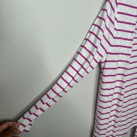 Chico’s Women’s 2 (Large 12-14) Striped Cardigan Tank Set Pink White Modal Blend - Picture 3 of 9